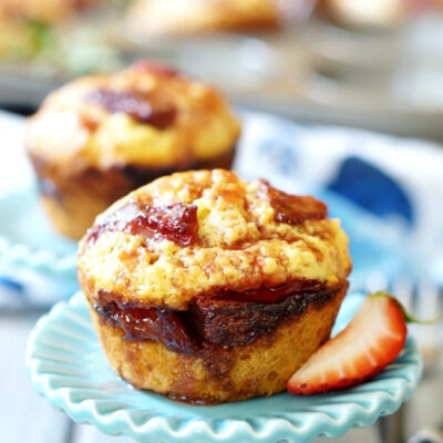 Roasted Strawberry Coconut Corn Muffins