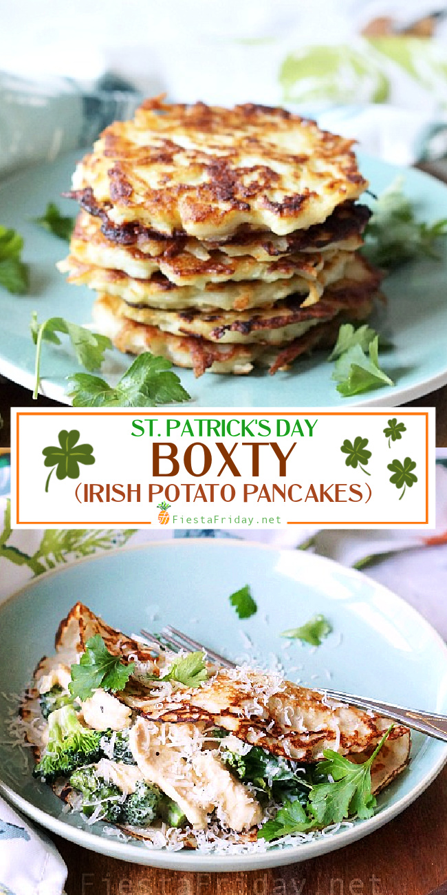 Boxty is a traditional Irish potato pancake. Make it small or big, thick or thin, the choice is yours. Its versatility only adds to its ingenuity. Perfect for St. Patrick's Day! #boxty #irish #potato #pancakes #stpatricksday
