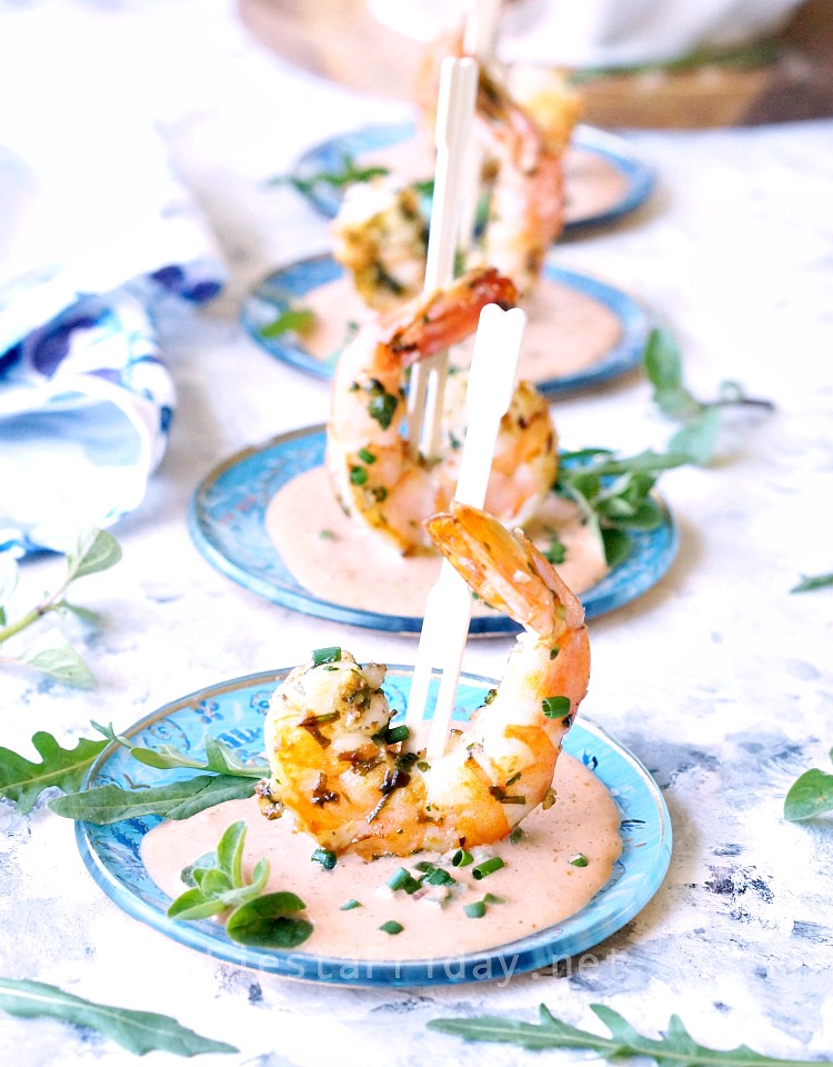 Chipotle Cream Shrimp | FiestaFriday.net | Easy and elegant appetizer for Cinco de Mayo! #shrimp #Cincodemayo #appetizer