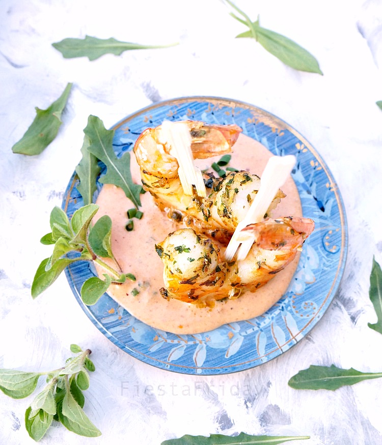 Shrimp Appetizer with Chipotle Cream Sauce | FiestaFriday.net