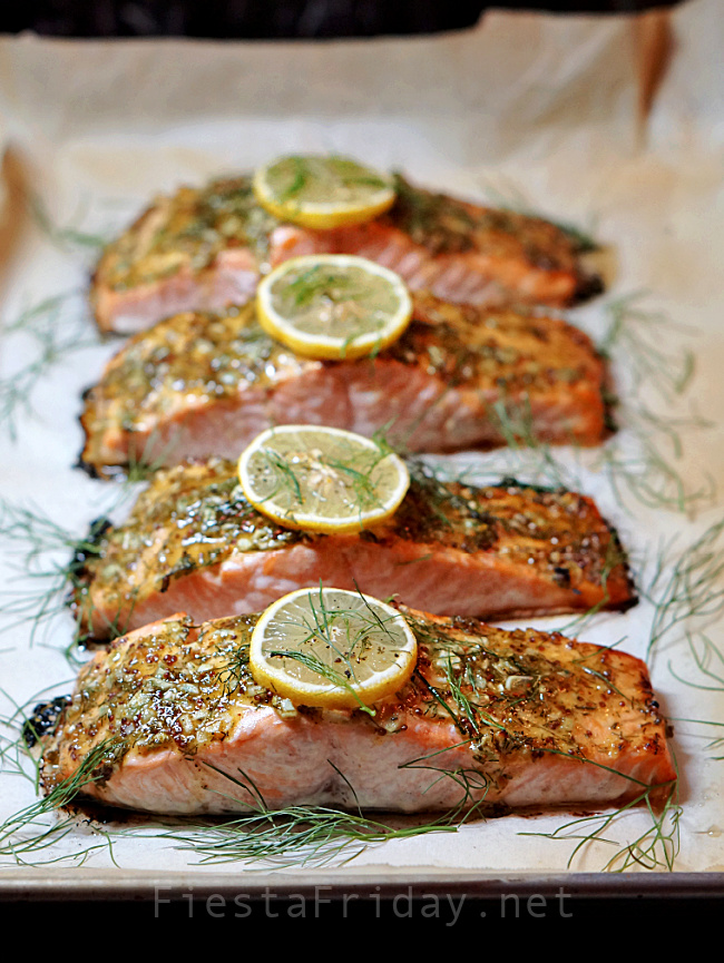 Roasted Salmon with Fennel and Lemon Mustard Sauce