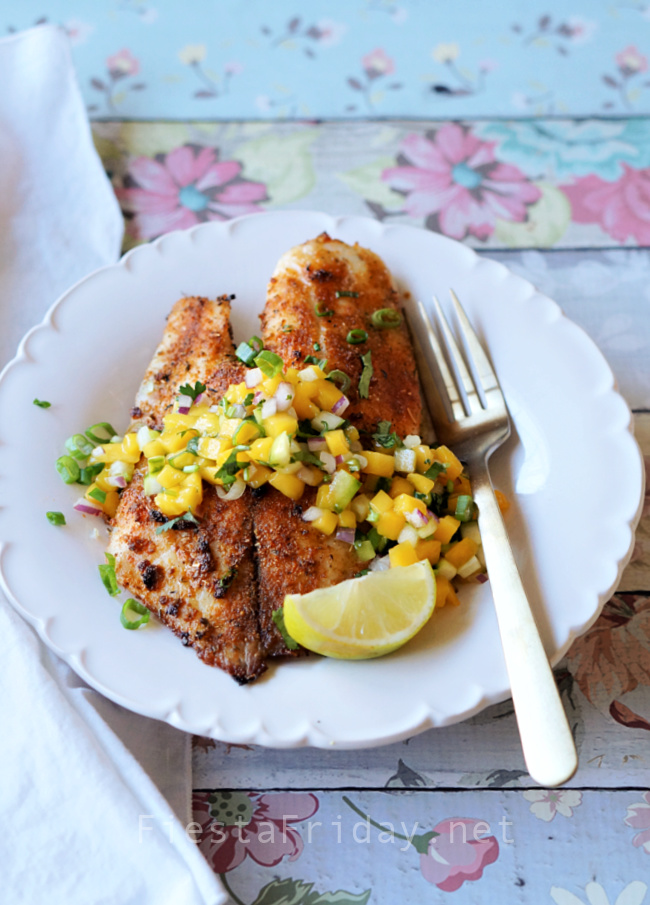 Cajun Baked Tilapia with Cucumber Mango Salsa