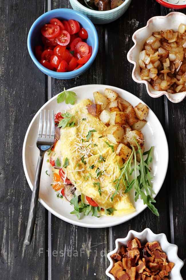 Omelet and roasted potatoes | FiestaFriday.net