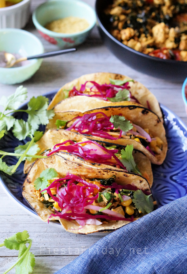 Scrambled Tofu Tacos | FiestaFriday.net
