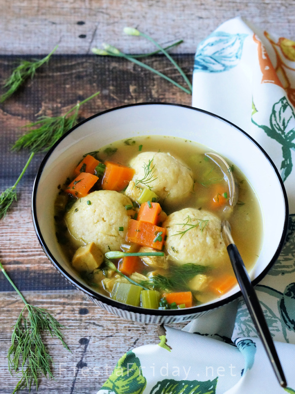 Ginger Turmeric Matzah Ball Soup | FiestaFriday.net