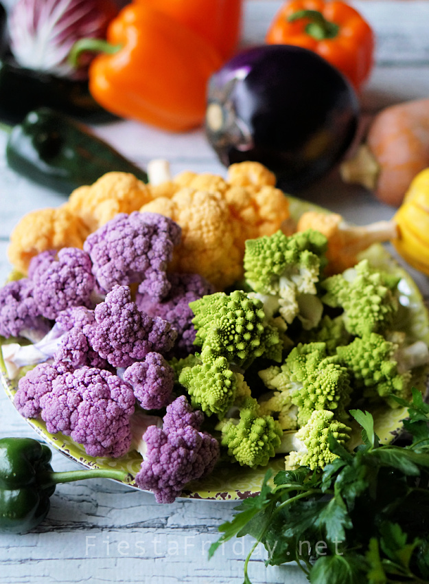 Colorful Cauliflowers | FiestaFriday.net