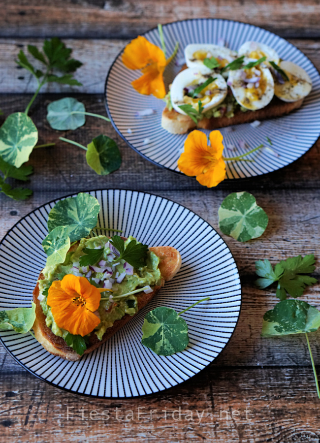 Guacamole Toasts | FiestaFriday.net