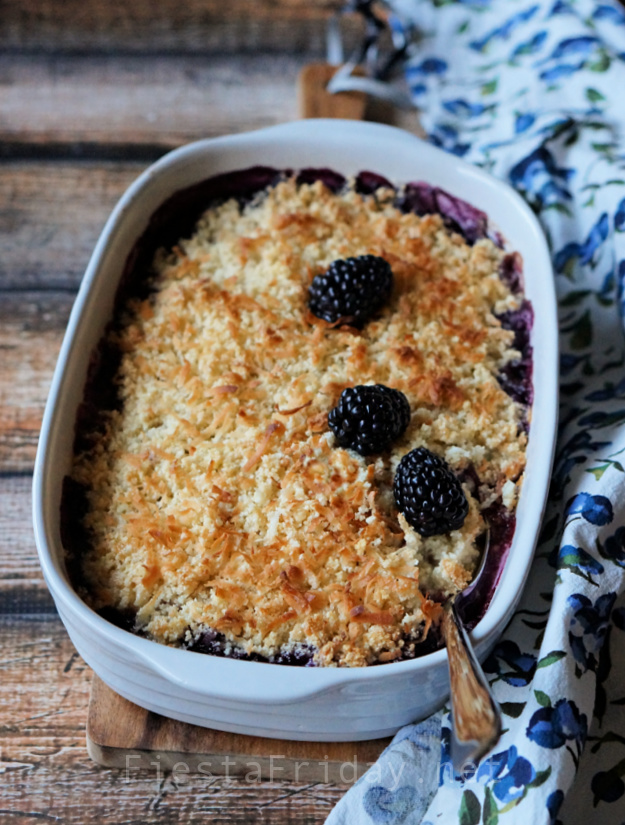 Keto Blackberry Cobbler | FiestaFriday.net