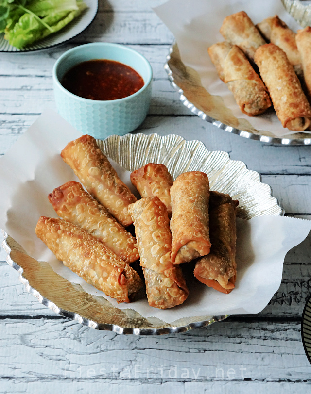Collard Green Egg Rolls | FiestaFriday.net