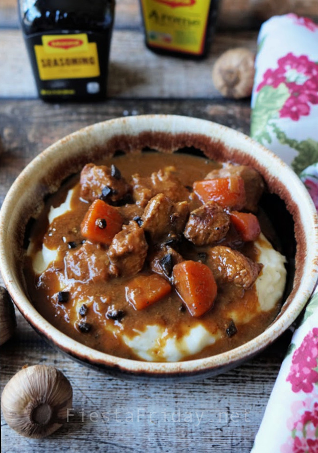 Black Garlic Guinness Pork Stew | FiestaFriday.net