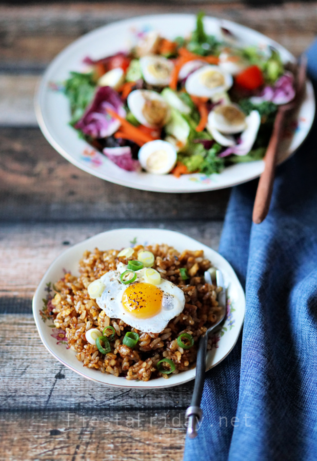 Fried Rice with Quail Egg | FiestaFriday.net