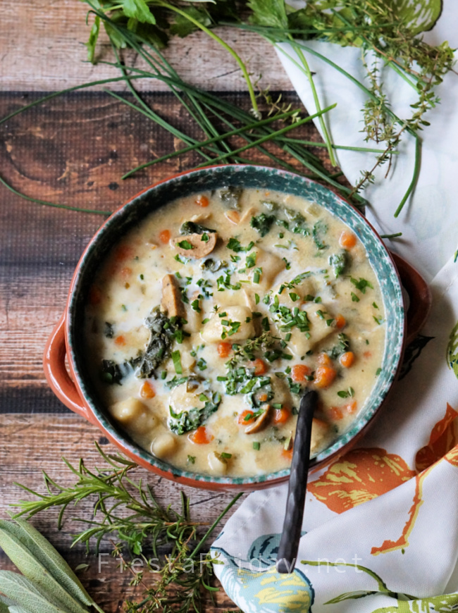 Creamy Gnocchi Zuppa Toscana | FiestaFriday.net